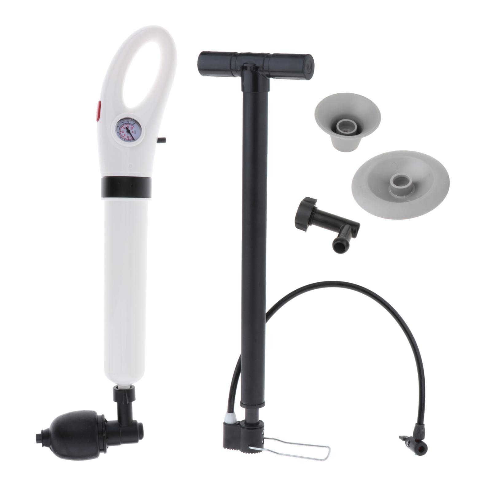 Kit de desatascador de inodoro de alta presión, herramienta de limpieza, kit de pistola de drenaje de aire para hotel, 6 piezas, 57 x 14 cm