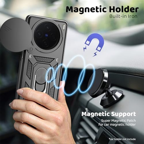 Image of Tough Armor Bumper Back Cover Case for Vivo X200 5G | Sliding Camera Cover, Kickstand & Ring Holder 360 Degree Protection Back Cover Case for Vivo X200 5G