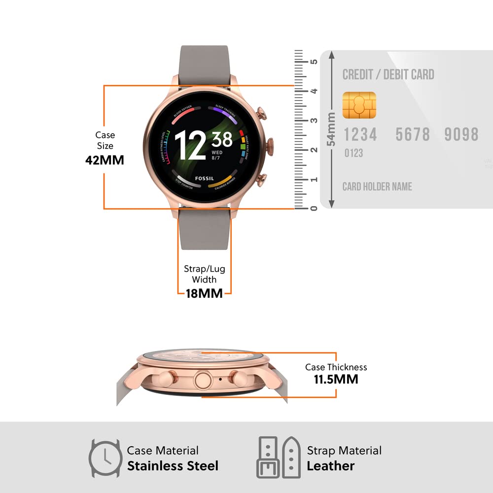 Fossil Gen 6 Smartwatch dimensions diagram
