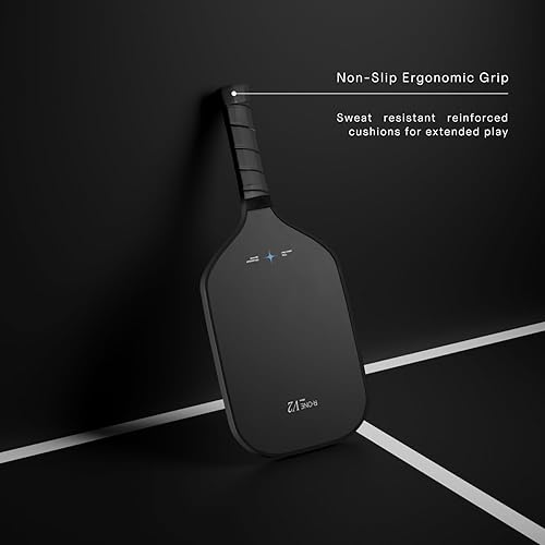 Miniatura 6 de Raqueta de pickleball de fibra de carbono alargada R-One - Raqueta de pickleball 2023 con mango largo - Fibra de carbono cruda T700 - Superficie