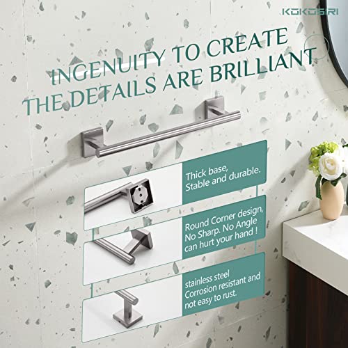 Image of KOKOSIRI Towel Holder 16 Inch Bathroom Hand Towel Bar for Bath Kitchen Toilet Brushed Nickel Stainless Steel B4005BR-L16