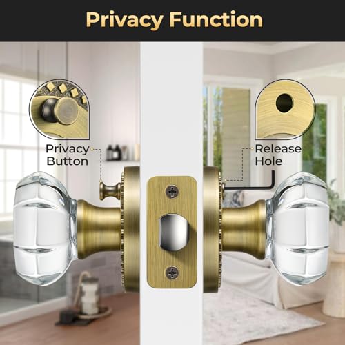 Mensarix Antique Crystal Door Knob Interior, Octagon Glass Door Knob, 1Pack by Mensarix - Used condition - Image 5