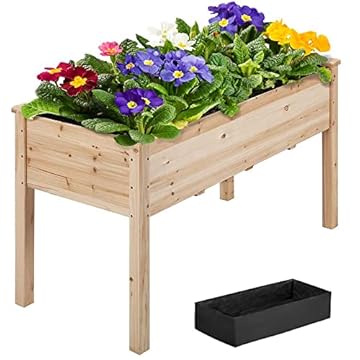 wooden raised bed planters