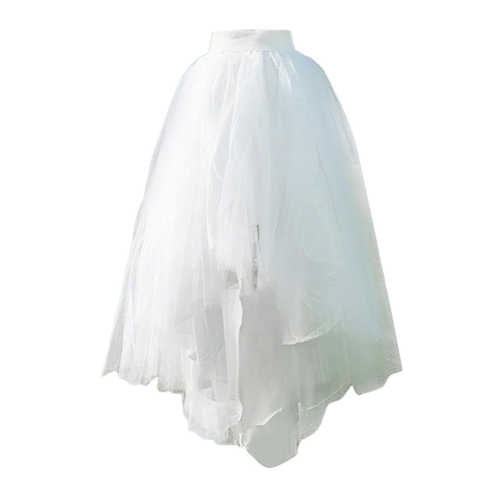 Générique Jupe asymétrique en à Volants superposés pour Femme Taille Haute élastiquée en Mousseline Fluide et Coupe Moderne