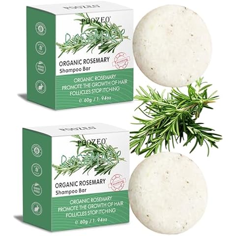 2 Pack Rosemary Hair Shampoo Bar,Deep Cleansing for Scalp Hair Loss Shampoo Soap, Organic Shampoo Oil Control,Solid Shampoo Bar for Hair Growth, Refreshing and Hydrating Cover