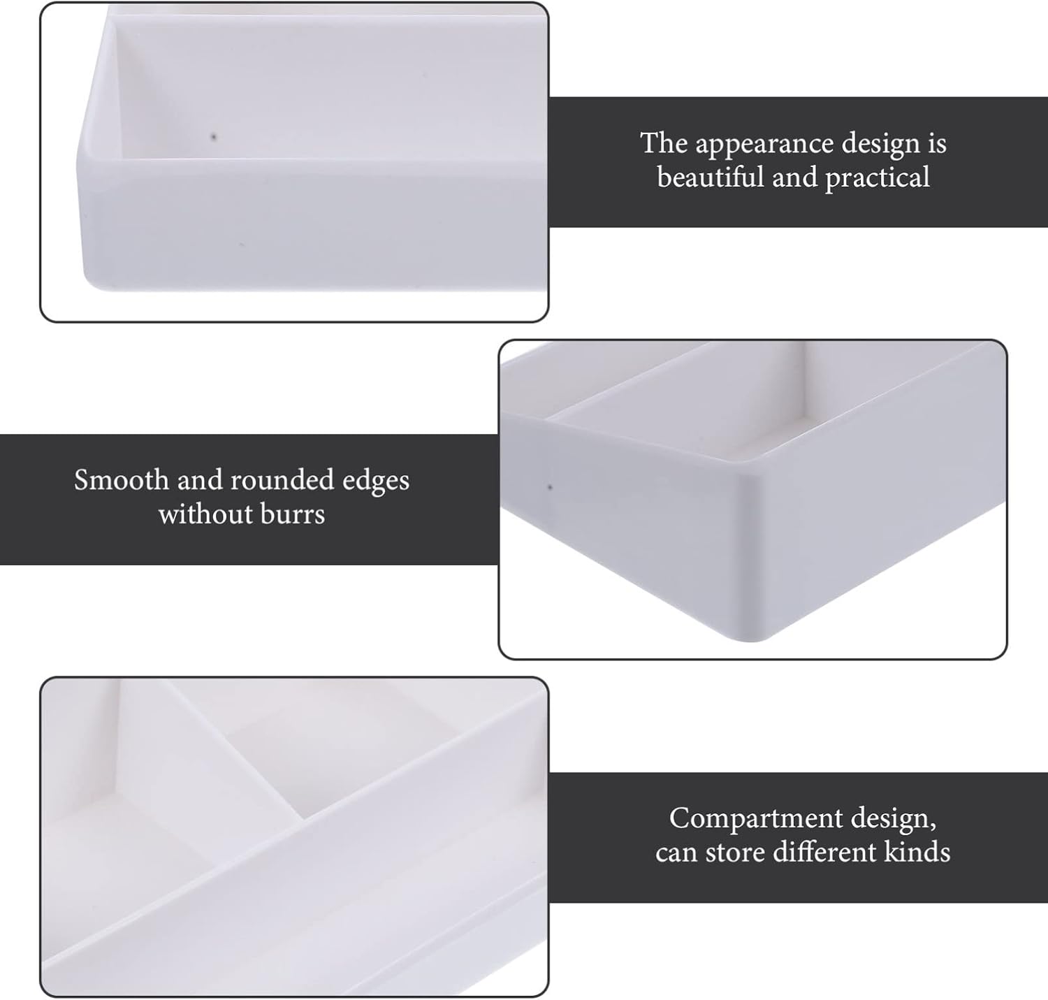 White Imitation Porcelain Tea Bag Storage Organizer with 3 Compartments