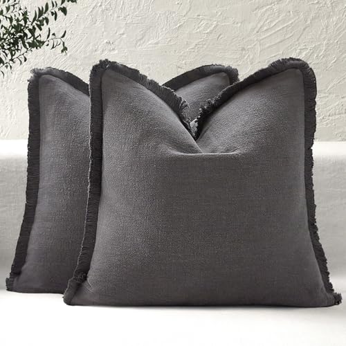 ROMANDECO Boho Decorative Throw Pillow Covers with Fringe for Couch,