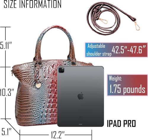 Image of Makcr Joacbv Women Purse Satchel Bag Long Crossbody Classy Tote Bag Top Handle Vegan Leather Ladies Handbags Embossed Pattern
