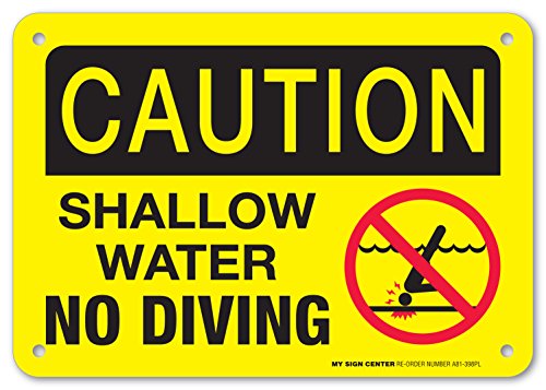 Caution Shallow Water No Diving - Pool Rules Sign - 7