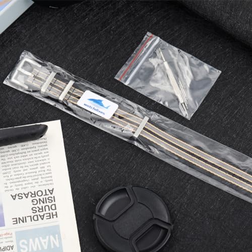 watchdives Nylon Watch Band 18mm 20mm 22mm Multicolor Replacement Watch Straps for Men Women (Black Yellow Gray, 22mm)