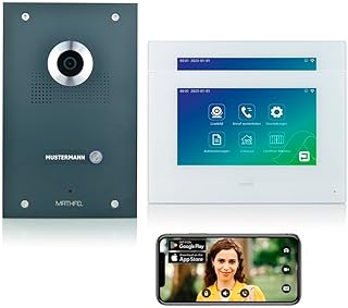 MATHFEL 2 Draht Bus IP Video Türsprechanlage 170 Grad Kamera, Außenstation in Aluminium, Full HD Auflösung (2x7'' Monitor mit WLAN)