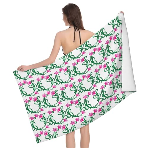 Serviette de bain microfibre ultra douce motif fleur de lotus - 2