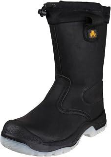 Amblers Safety Mens Mens FS209 Pull On Leather Safety Rigger Boots Black Black Leather UK Size 11 (EU 46, US 12)