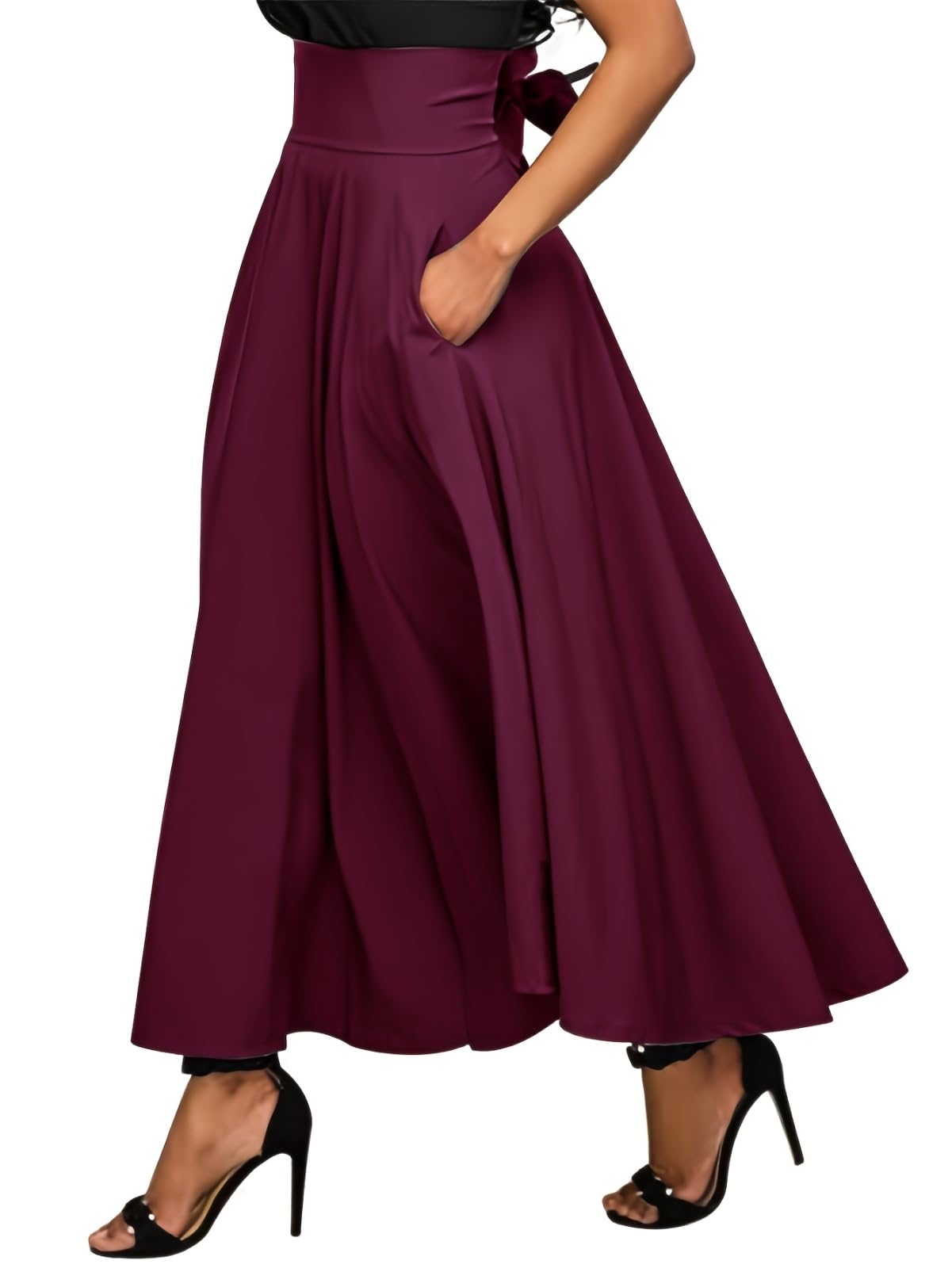 Robe longue rouge unie style A-ligne pour vos soirées d'été