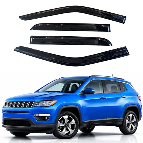 Image of IG Window Visors Fit for 2017-2026 Jeep Compass, Out-Channel Rain Guards Vent Wind Deflectors 4PC, Car Accessories for 17-26 Compass