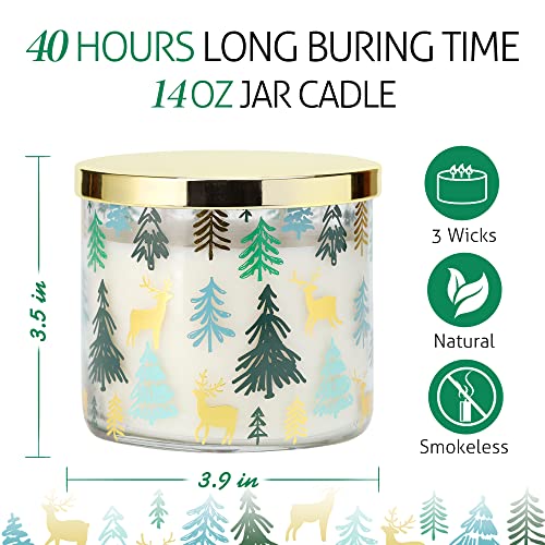 Winter Pine Candle, Christmas Tree Scented Candle, Large 3 Wicks Candle, 14Oz #TOP2