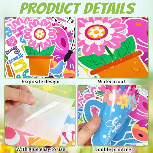 Image of 54 Pcs Spring Flower Cut-Outs Double Printed Paper Flower Decor for Spring Bulletin Board Classroom Decoration (Colorful.54)