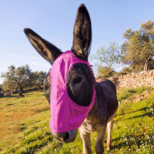 Yeyeplum Mini Donkey Fly Mask with Ears Protection Stretchy Mule Mask with Big Mesh Eye Covers Soft on Skin Comfortable Breathable Protection from Insects and Bugs