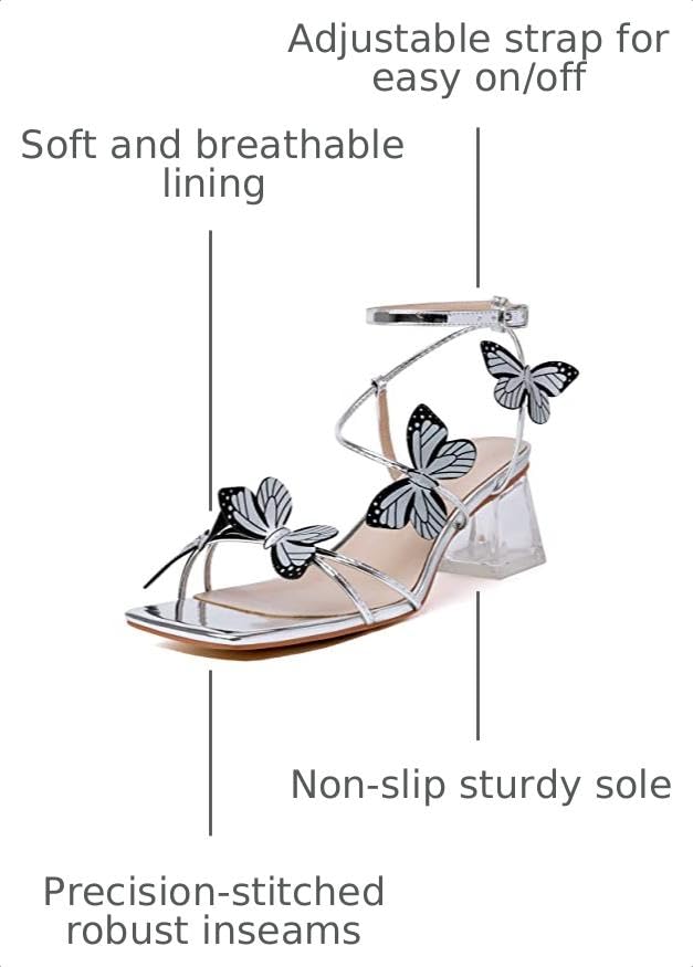 Image of Zamikoo Women's Heeled Sandals Square Open Toe Ankle Strap Block Heels Strappy Clear Heels Chunky Low Heels