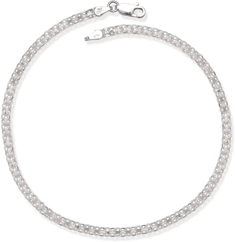 JewelryWeb 925 Sterling Silver 10 Inch Bismarck Chain Anklet Anklet for Women and Men in