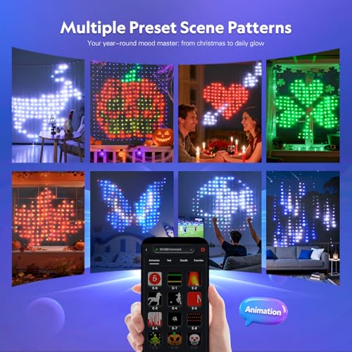 Image of JMEXSUSS 400 LED Smart Curtain Lights for Holiday and DIY Fun, 6.5x6.5 ft