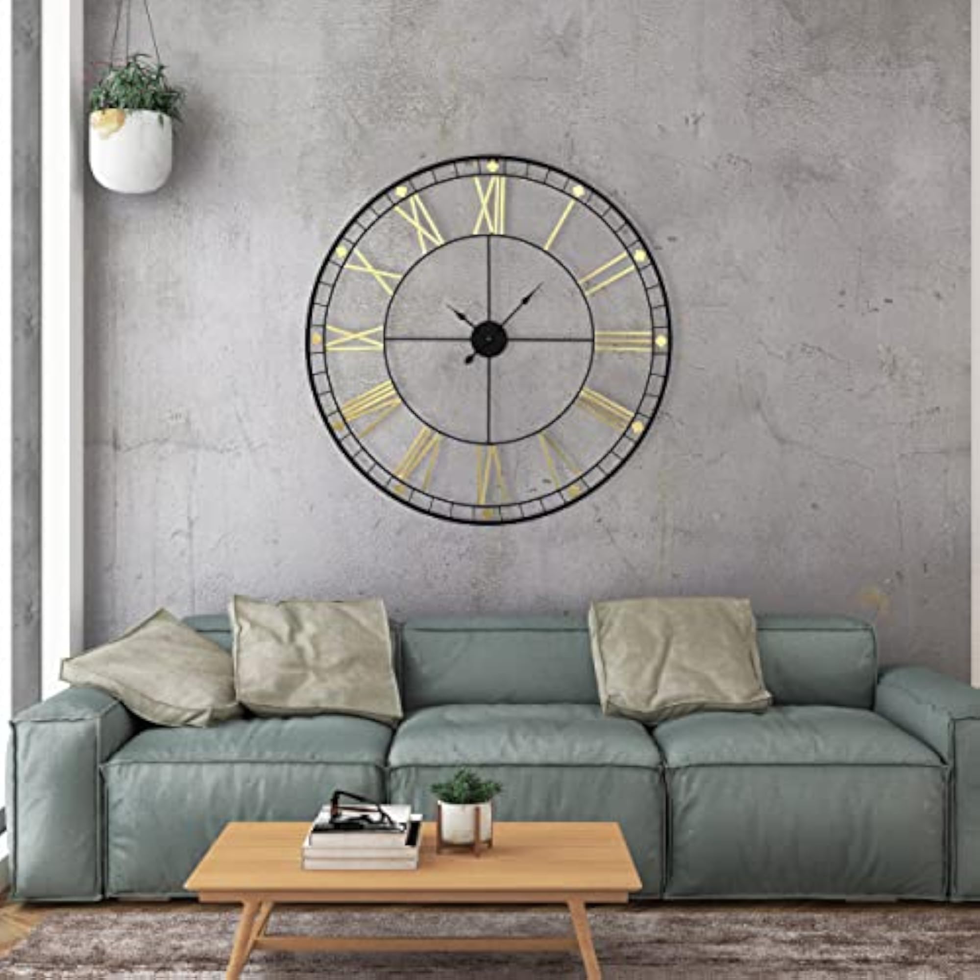 40 Inch Black Extra Large Metal Wall Clock, Decorative