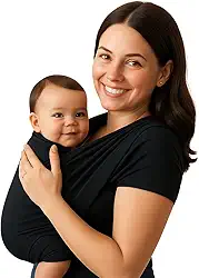 Canguru Sling Wrap para Bebê Tecido DryFit Confortável para Carregar Bebês (Preto)
