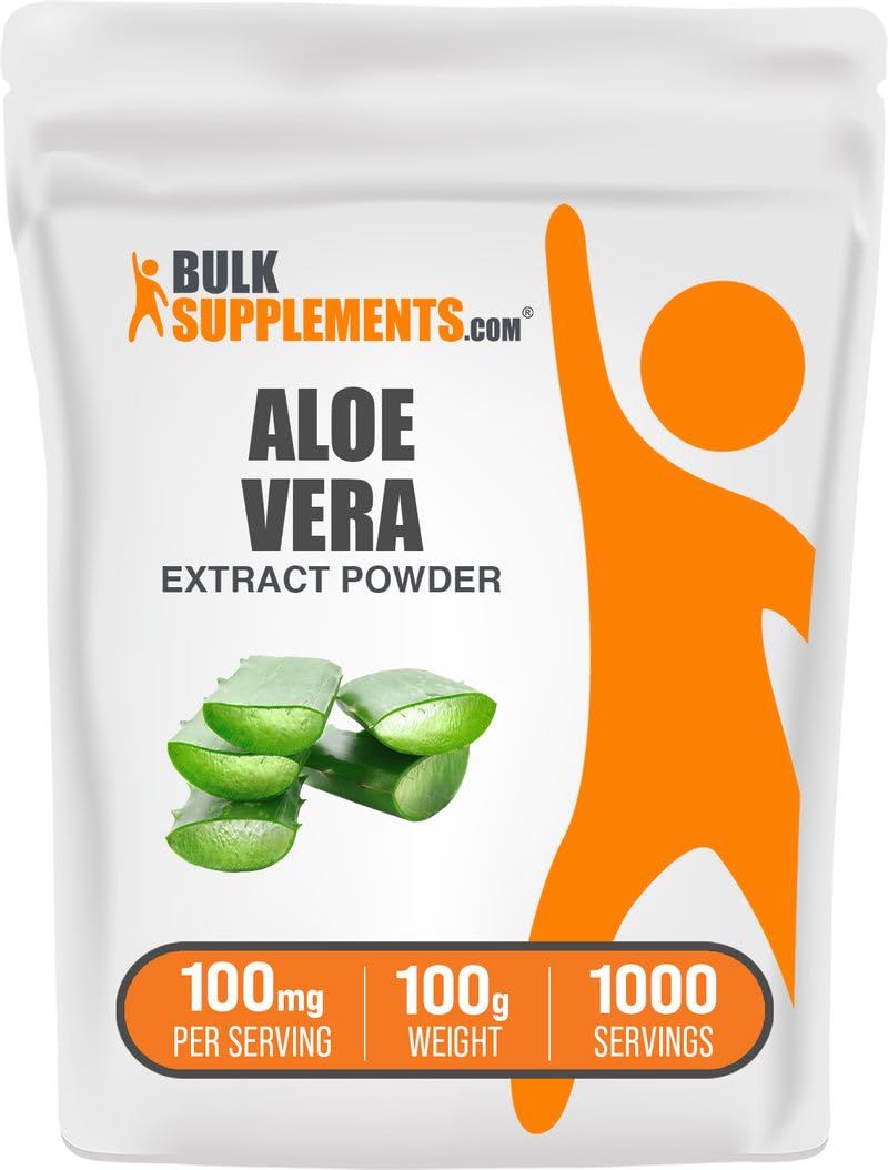 BulkSupplements.com Aloe Vera Extract Powder - Aloe Vera Supplement, Herbal Supplement - Vegan & Gluten Free, 100mg per Serving, 100g (3.5 oz) (Pack of 1) 3.5 Ounce (Pack of 1)