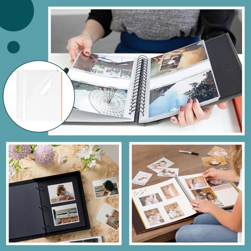 BENECREAT, 15 páginas autoadhesivas para álbum de fotos blanco, tamaño grande 12,4 x 10,6 pulgadas, recambio para scrapbook con agujeros preperforados para libros de recuerdos de bodas y exhibición de fotos miniatura 5