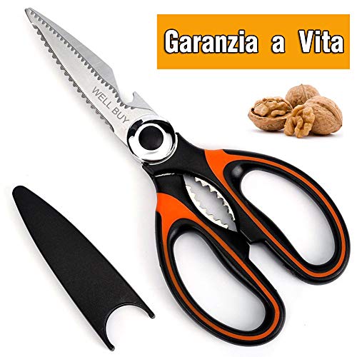 Forbici Cucina Forbici da Cucina Inox Taglia Verdure- 5 in 1 Multiuso Coltelli per Cucina Forbici Trinciapollo Coltelli e Utensili per il Taglio da Tavolo per Verdura Pollame, Frutta, Erbe, Pianta