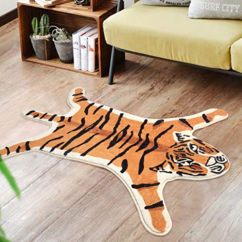Image of LIVEBOX Kids Bedroom Rug Tiger Area Rug 36"x45.5" Personalized Soft Playroom Rug Plush Non-Slip Childrens Machine Washable Rugs for Living Room Classroom Nursery Decor (Orange)