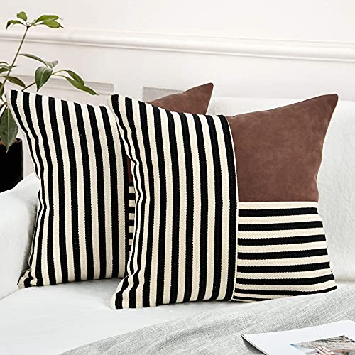 Fascidorm 2 pack throw pillow covers, farmhouse striped pillow co…