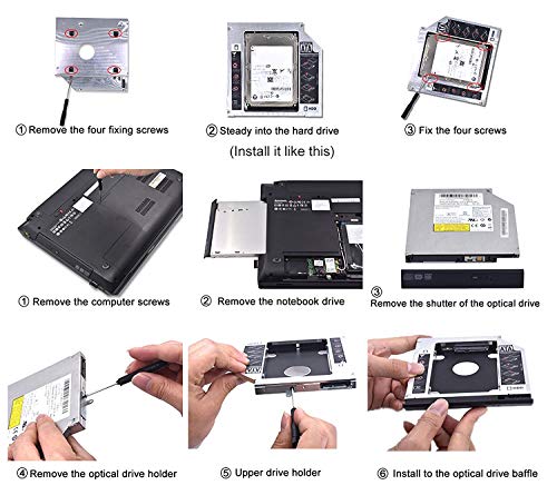 SATA 2nd 2.5'' Hard Drive Caddy for 12.7mm Universal CD/DVD-ROM - Expand Your Data Storage on Your Laptop with HDD/SSD