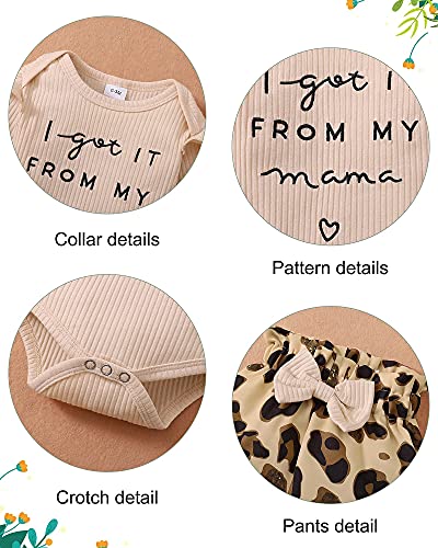 Disaur Newborn Baby Girl Clothes, Infant Girl Outfits Long Sleeve Ruffle Romper + Floral Pants + Headband Set 3-6M Apricot #TOP4