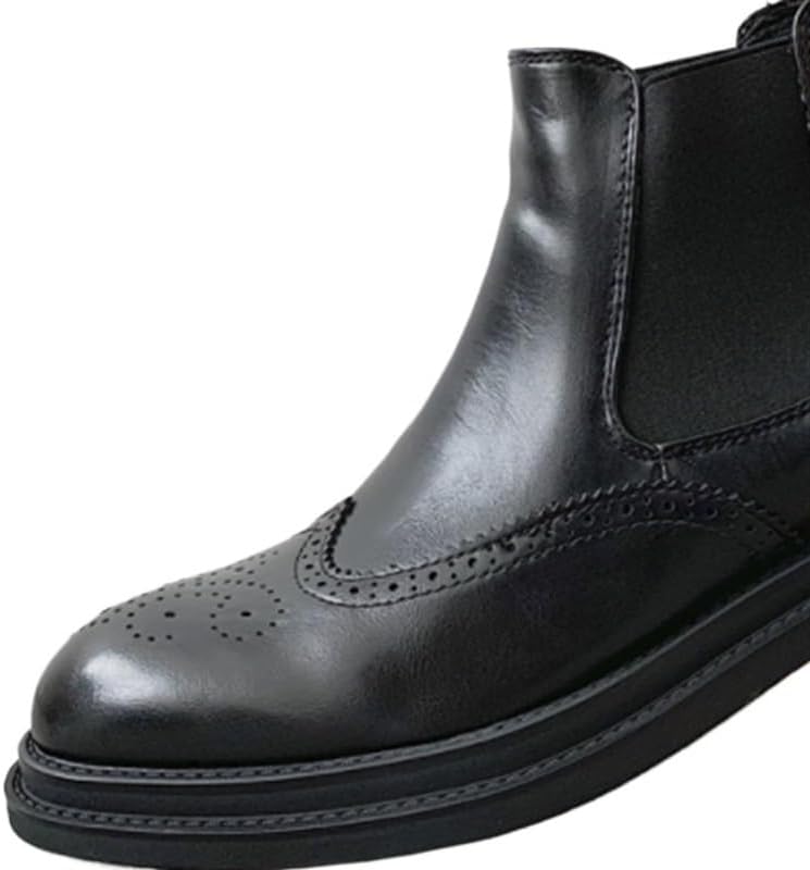 Men's Classic Slip On Chelsea Boots Shoes Business Brogue Boots Men's Rubber Soft Sole Breathable Lining Lightweight Wear High Top Shoes