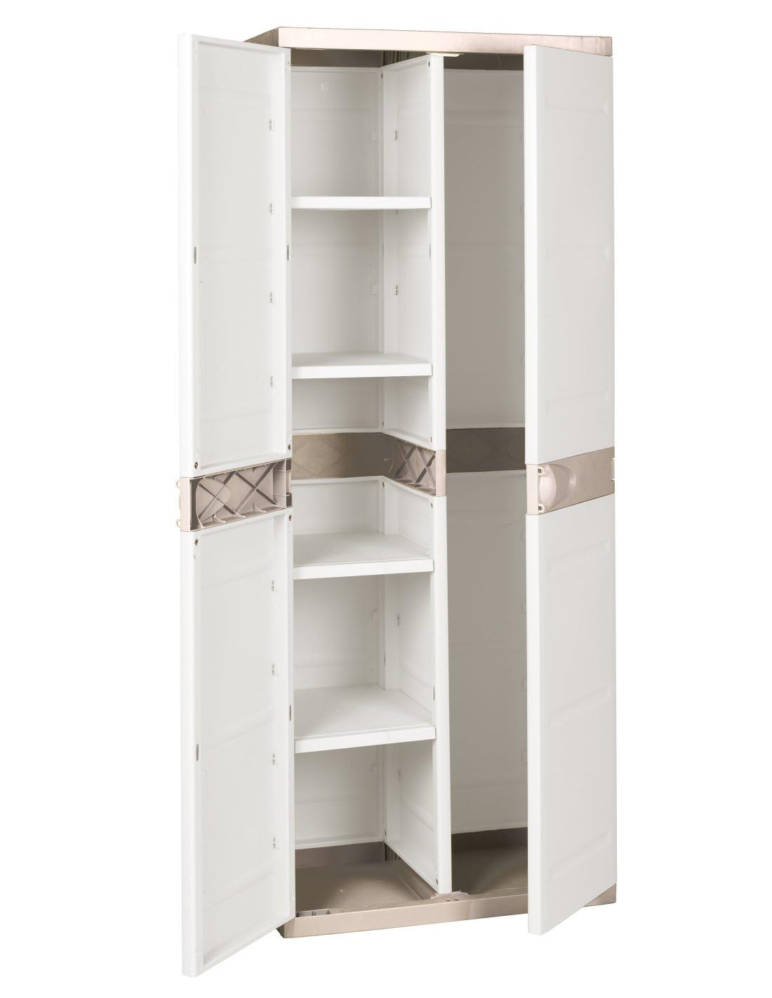 Jardin202 - Armario de 4 estantes de Resina | Escobero | Titanium Beige | 70x44x176 cm | (Beige)