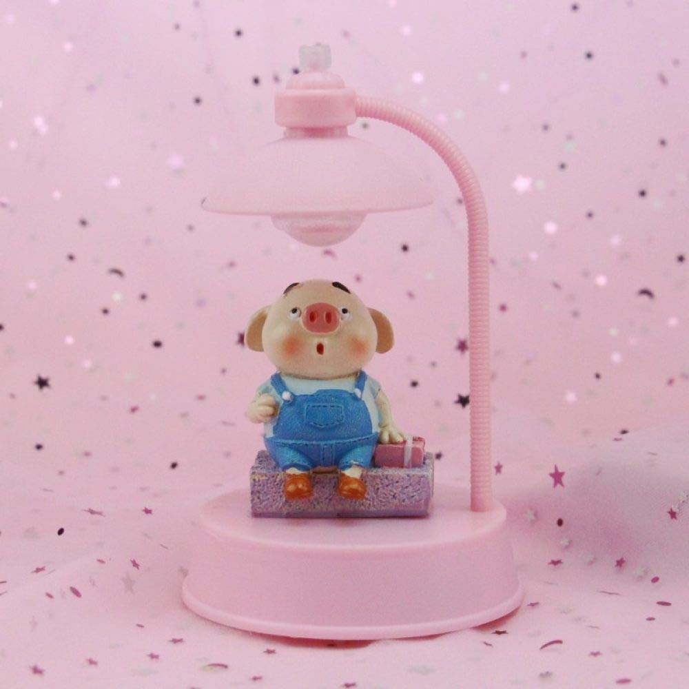 Mignon creative simple résine bleu cochon lumière statue petit artisanat