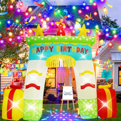 Arche gonflable anniversaire 3m40 avec LED et projecteur rotatif