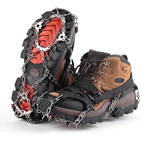 Ice Snow Grips for Walking Boots, TKLake Antislip Snow Ice Traction Cleats Crampons for Boots with 19 Stainless Steel Spikes, Protect for Walking, Climbing, Hiking Sports on Snow and Ice(XL) Cover