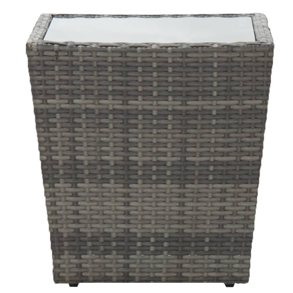 vidaXL Beistelltisch Gartentisch Gartenmöbel Balkontisch Tisch Terrassentisch Bistrotisch Couchtisch Kaffeetisch Grau 41,5x41,5x43cm Hartglas Poly Rattan