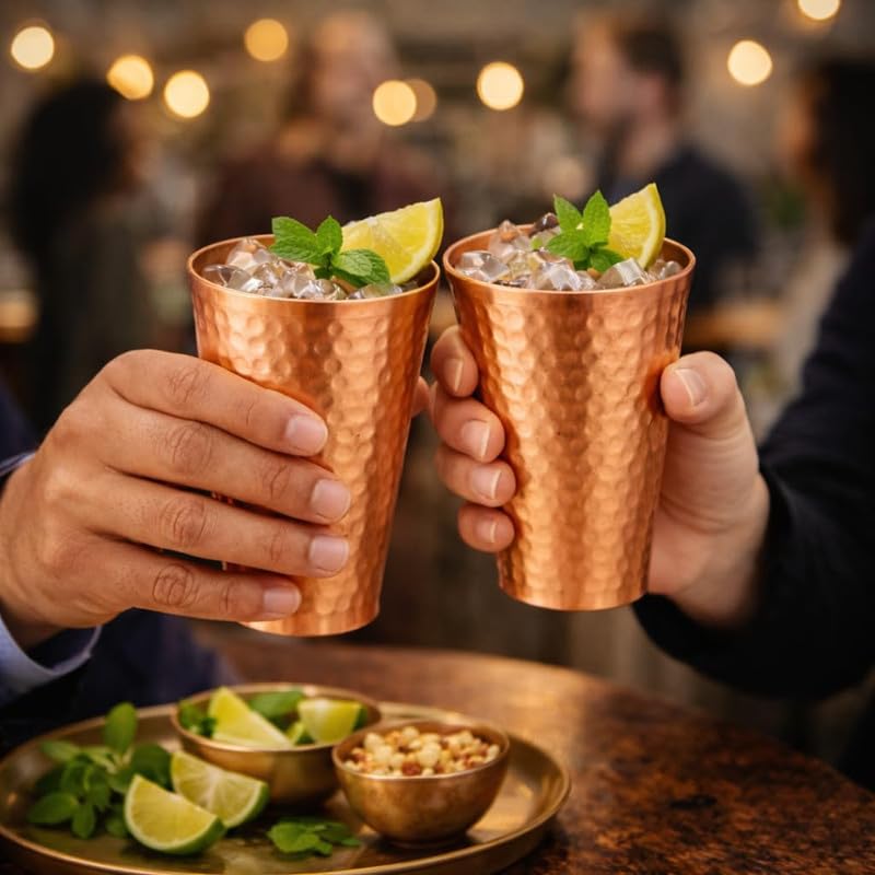 Vasos de cobre martillado Ayurveda estéticos para beber agua pura diario 5