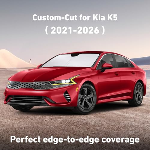 Image of EcoNour Windshield Sunshade Compatible for Kia K5 2021-2024 2025 2026, Sun Visor for Front Windshield & Window Sun Shade Cover, UV Heat Blocker & Protector, Car Accessories
