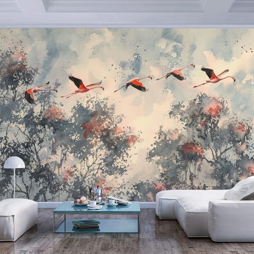 Fotomurales decorativos pared 3d Acuarela de pájaro vintage en fresno Póster papel adhesivos impresión