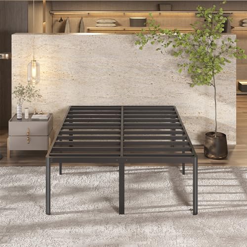 Lutown-Teen 22 Inch High Queen Bed Frame with Rounded Corner Legs, Heavy Duty Metal Queen Platform Bed Frame with Steel Slats Support, No Box Spring Needed, Noise Free, Easy Assembly - Thumbnail 2