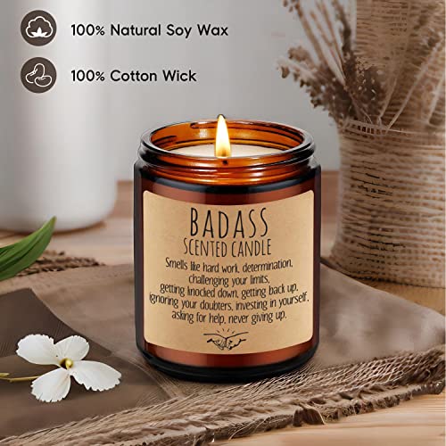Leado Badass Candle - Congratulations Gifts For Women, Men, Boss Lady Gifts, Proud Of You, New Job, Promotion Gifts - Funny Birthday, Positive Affirmations, Mothers Day, Inspirational Gifts For Women #TOP2