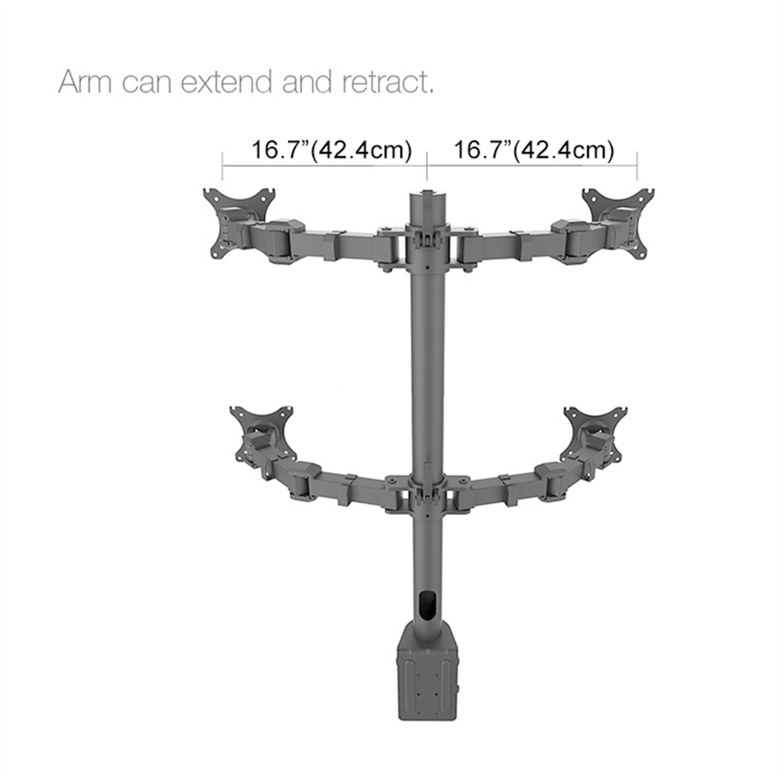 Support Ecran PC Support for moniteur LCD quadruple, support for 4 moniteurs for moniteur robuste jusqu'à 30 pouces, support de bureau entièrement réglable pouvant contenir jusqu'à 22 lb par bras, noi