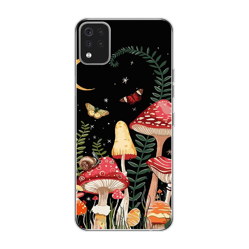 KARTXITAI Funda Silicone Case Compatible con LG K42, Carcasa de Silicona Cover, Gel Flexible,Regalo Original - Setas, Mariposas, Luna