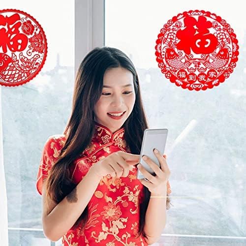 10 Pieces Chinese New Year Decoration Set for 2023 Spring Festival, Chinese Couplets Set, Fu Character Ornament, Fu Window Decals, Year of The Rabbit Door Stickers for New Year Decorations (red-2)