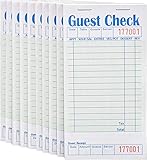 [10 Pads, 50 Sheets/Pad] Single Part Guest Checks Pad for Restaurants, Perforated 1 Part Green and...