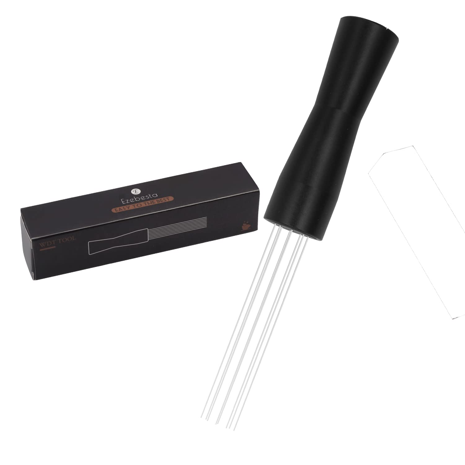 Ezebesta Upgraded WDT Tool with Good Packaging No Sharp Needles Coffee Grounds Needle Distributor 304 Stainless Steel for Espresso Stirring Distribution (Black)